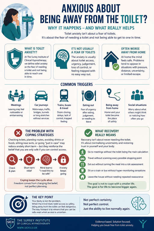 Infographic showing why people feel anxious about being away from the toilet