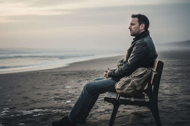 Man alone on a bench