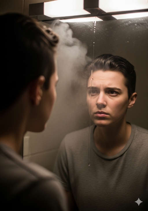 Man looking anxious in mirror 768 Is Toilet Anxiety Ruining My Life?