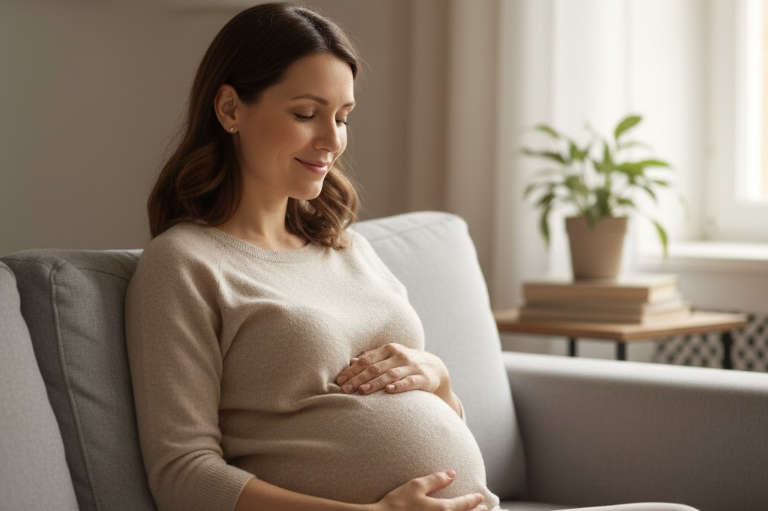 Pregnant lady on the sofa