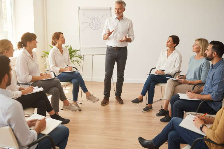 Trainer in front of class