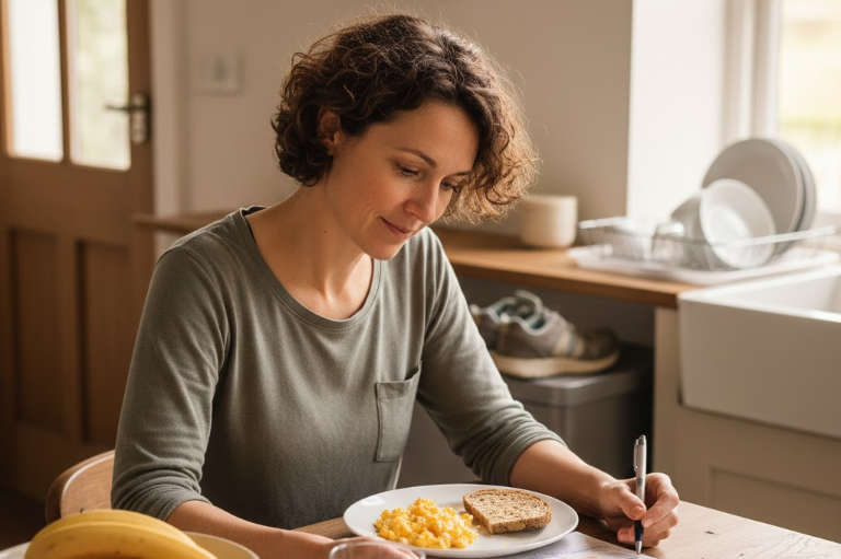 Woman at kitchen table