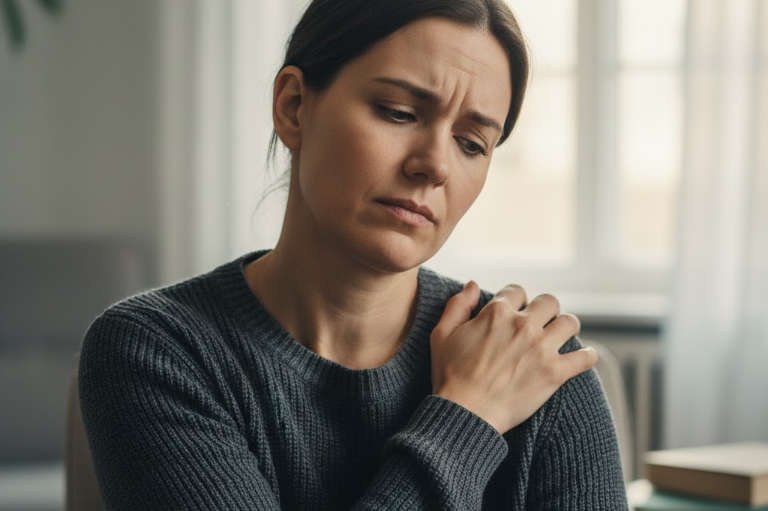 Woman with shoulder pain
